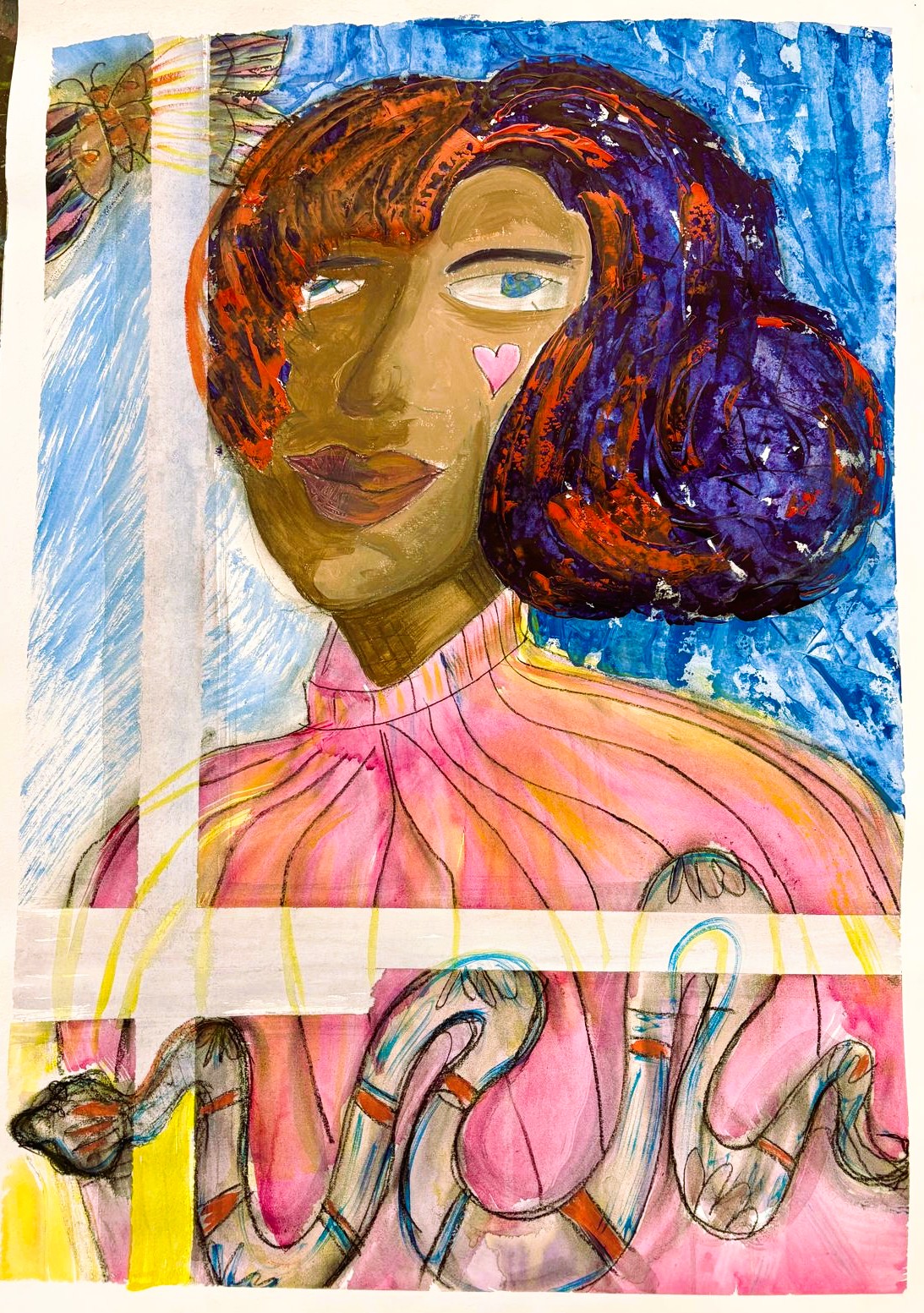 Kundalini Rising Woman with Purple Hair